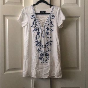 Lulus down in kimono white shift dress